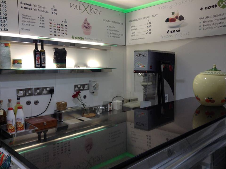frozen yogurt machine in an ice cream parlor Pafus, Cyprus