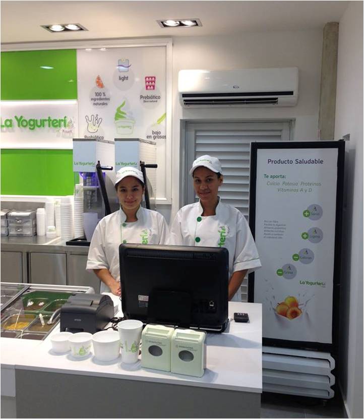 frozen yogurt machine in an ice cream parlor in Columbia